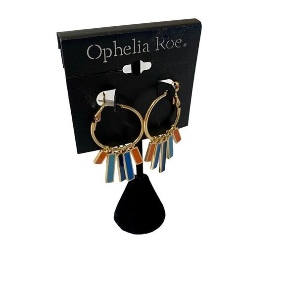 Ophelia Roe Gold Toned Multi-Colored Hoops w/ Metal Fringe. Very Cute. - Picture 2 of 6
